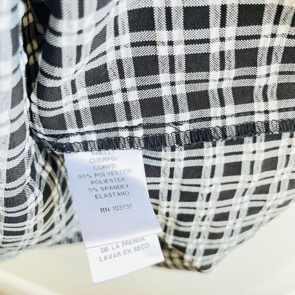 Donna Morgan Midi Dress Size 10 Tiered Dress Plaid Black White Sleeveless New - Picture 12 of 13